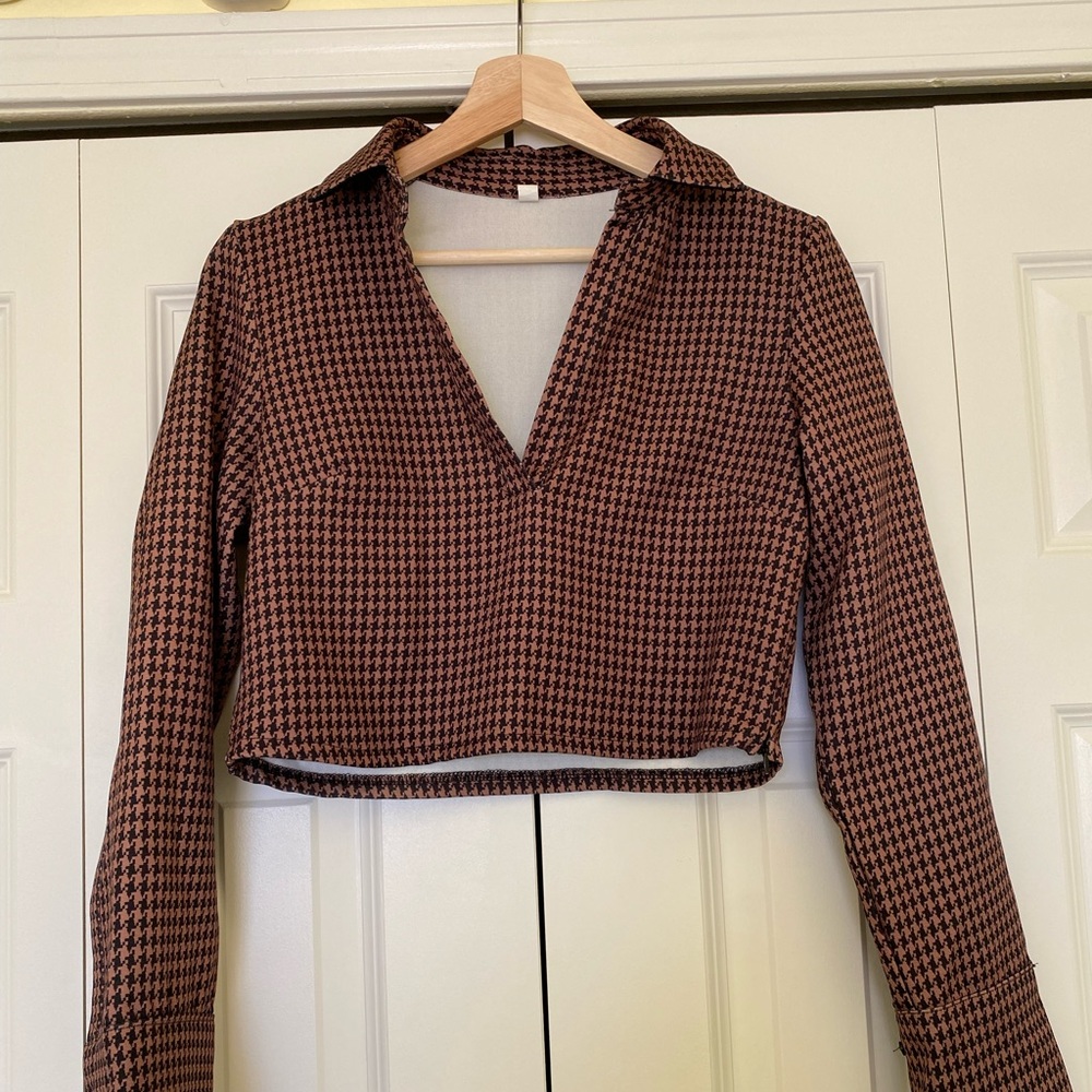Preppy Collared Pattern Top
